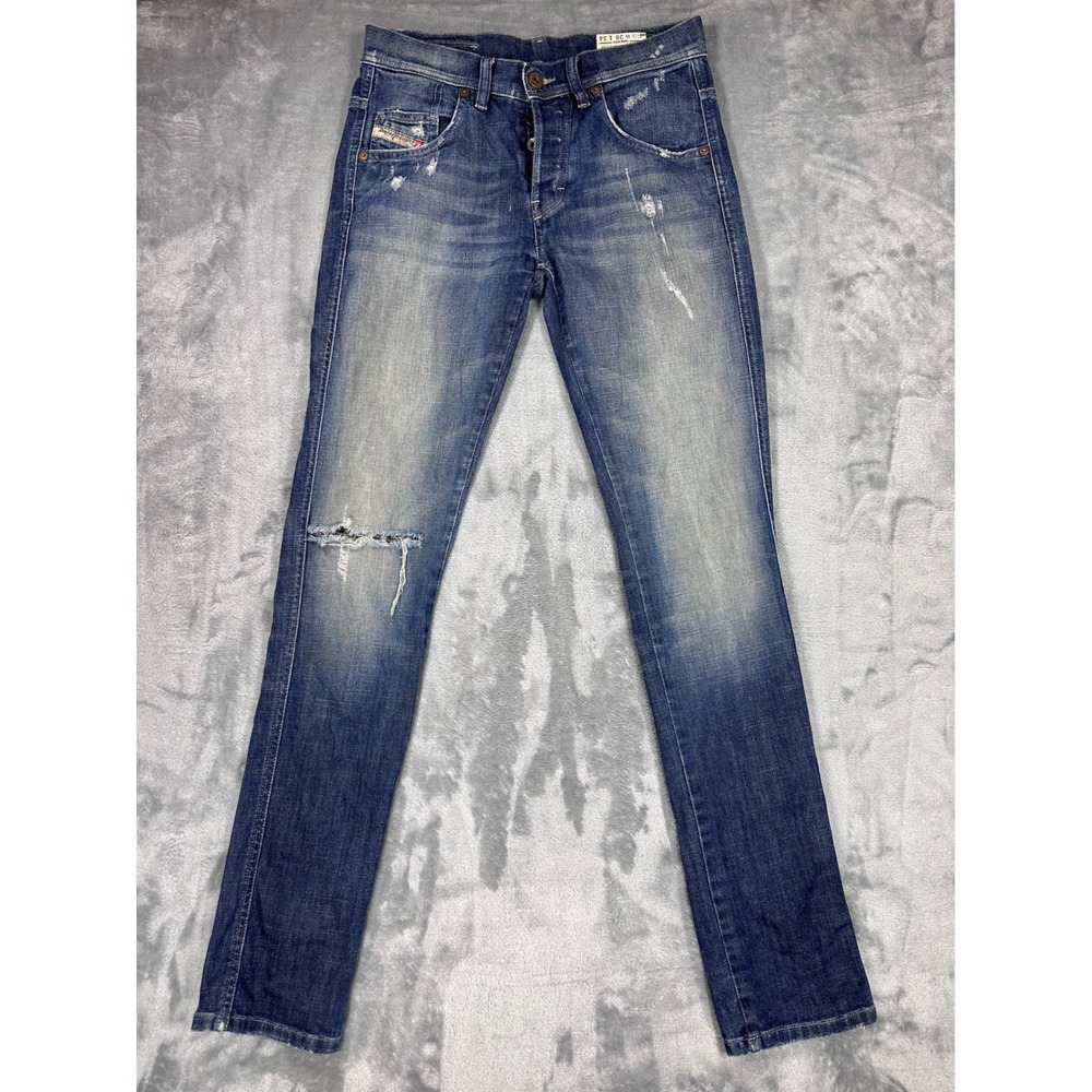Diesel Staffy Regular Tapered Distressed Jeans Wash 008Y5 Blue Mens 26x34